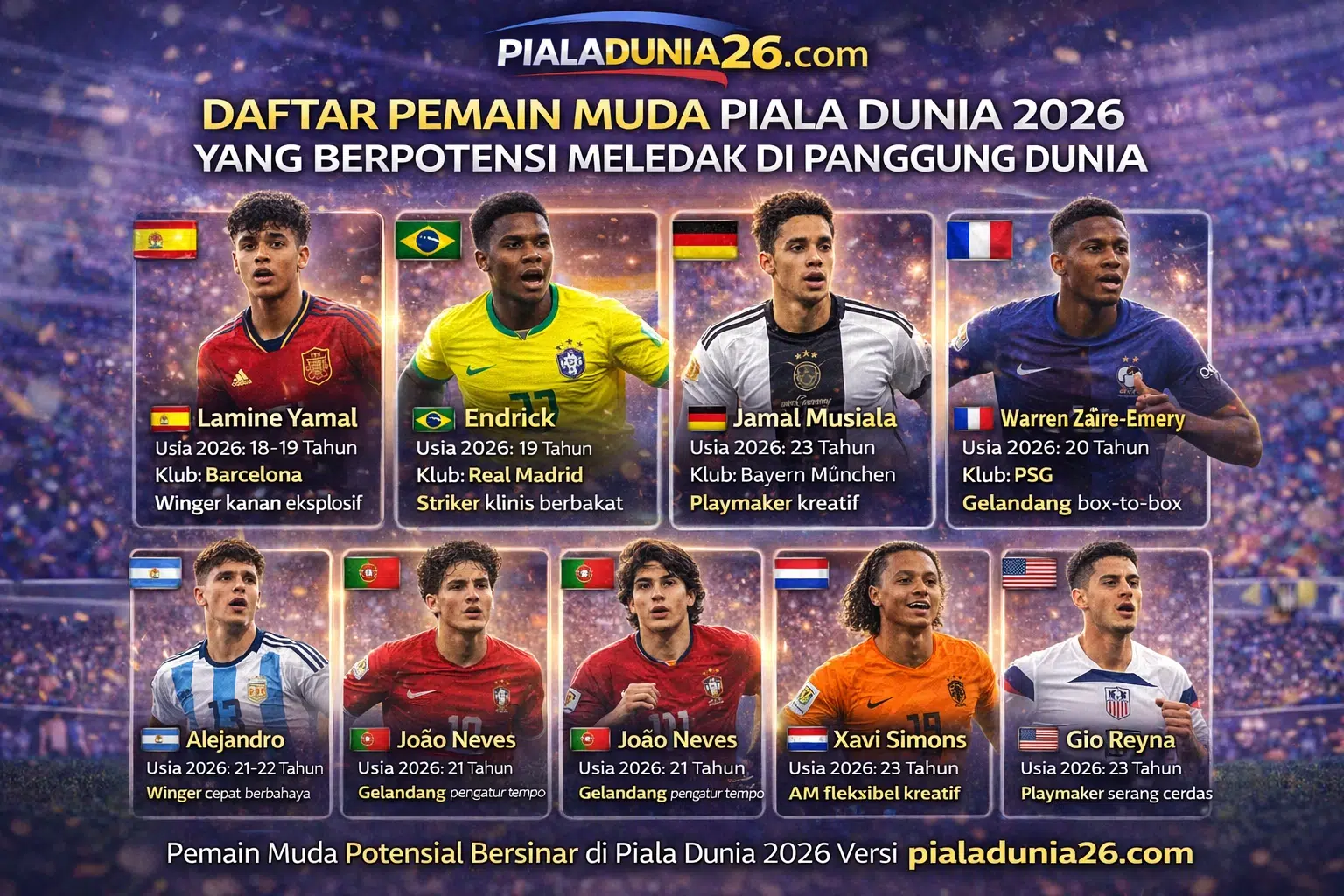 Daftar Pemain Muda Piala Dunia 2026 yang Berpotensi Meledak di Panggung Dunia