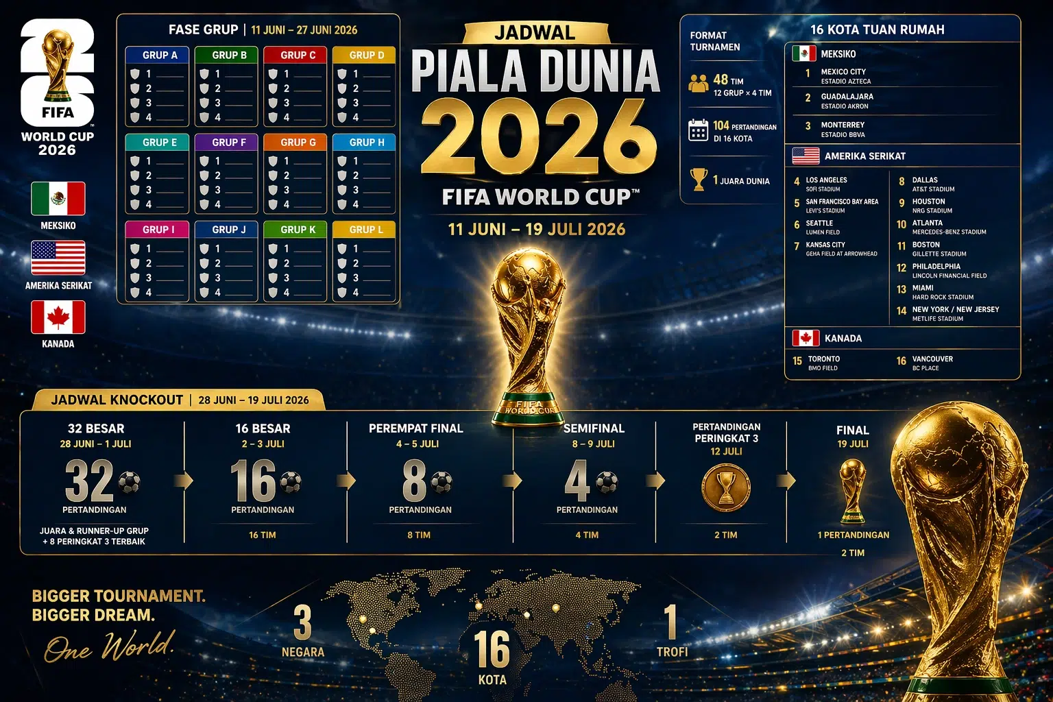 Jadwal Piala Dunia 2026 Lengkap Waktu Indonesia