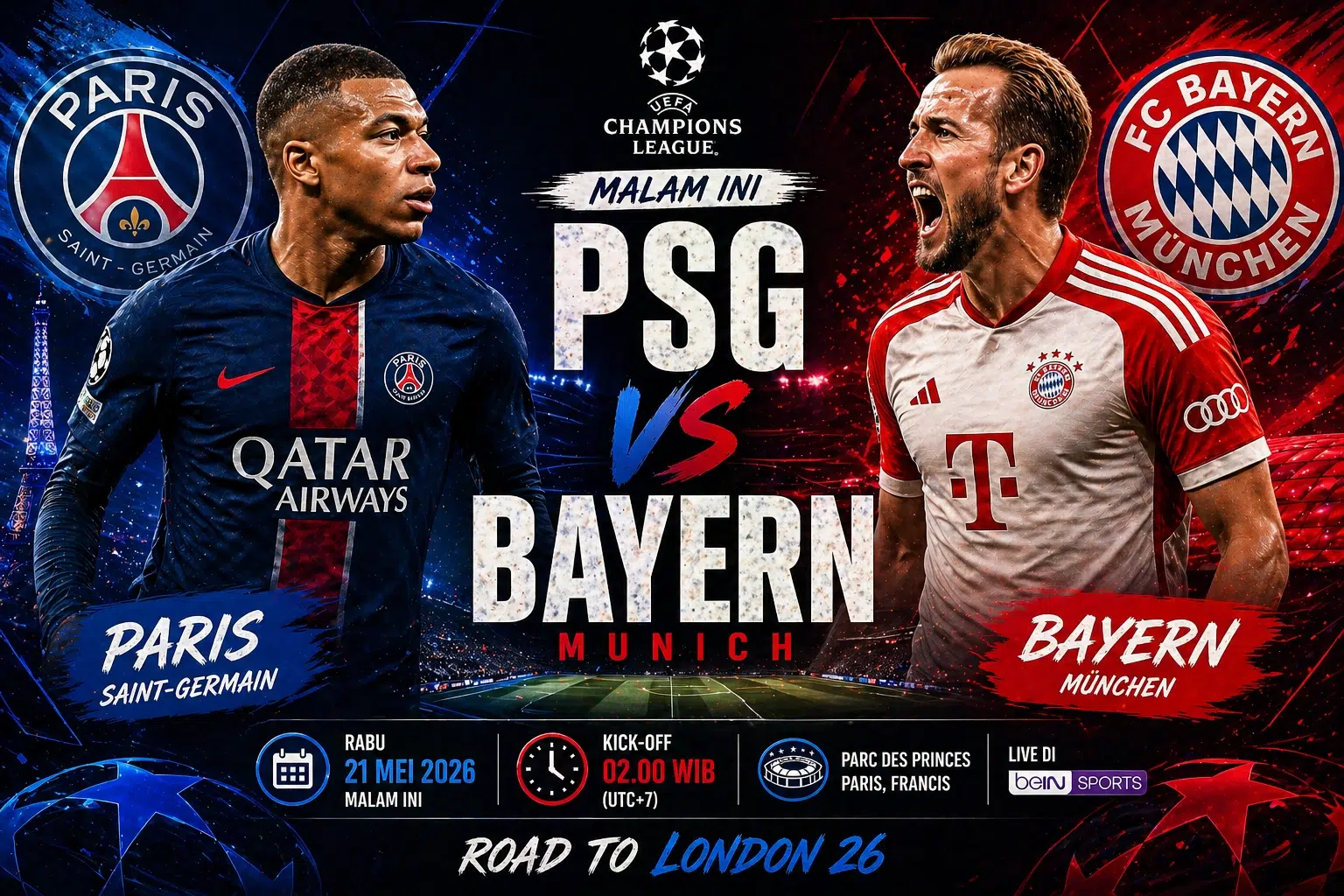 Prediksi PSG vs Bayern Munich Malam Ini: Head to Head, Susunan Pemain, dan Peluang Menang
