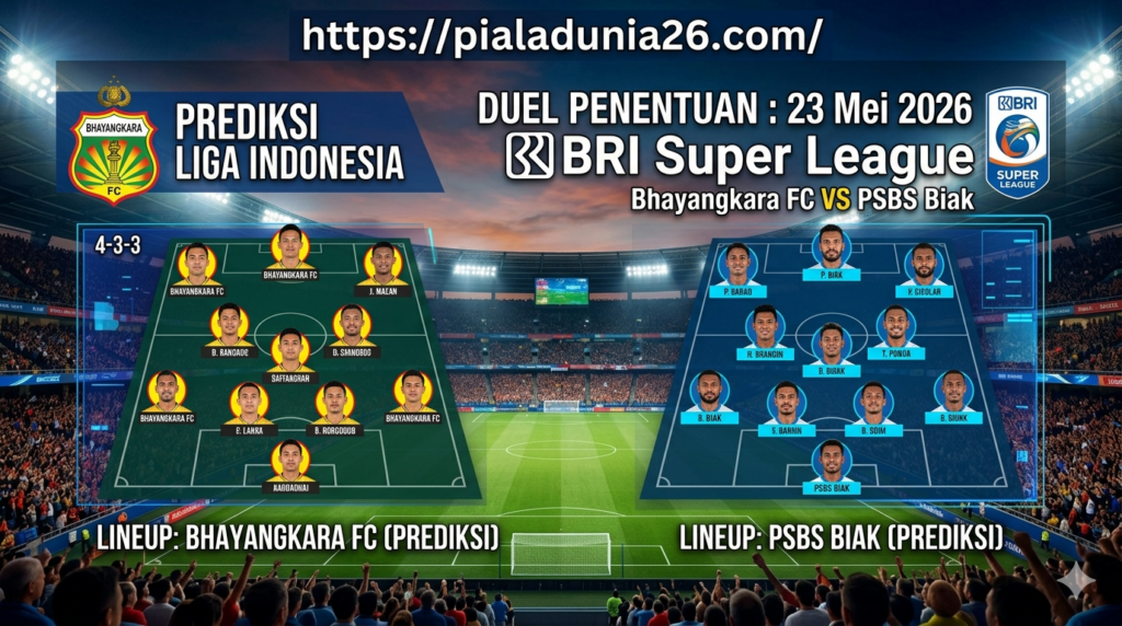 Bhayangkara FC vs PSBS Biak 23 Mei 2026: Duel Penentu Poin Penting