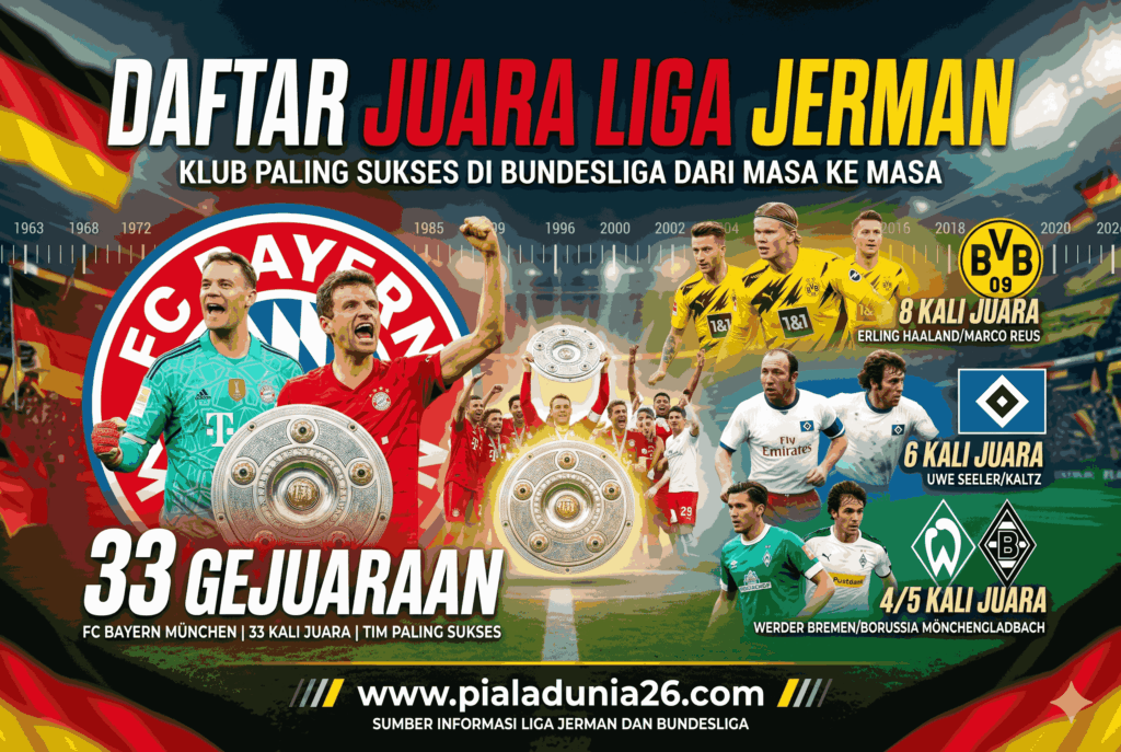 Daftar Juara Liga Jerman, Klub Paling Sukses di Bundesliga dari Masa ke Masa