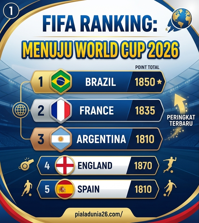 Daftar Negara dengan Ranking FIFA Tertinggi Menuju Piala Dunia 2026