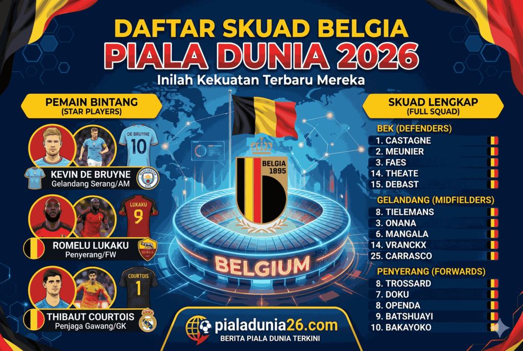 Daftar Skuad Belgia Piala Dunia 2026, Inilah Kekuatan Terbaru Mereka