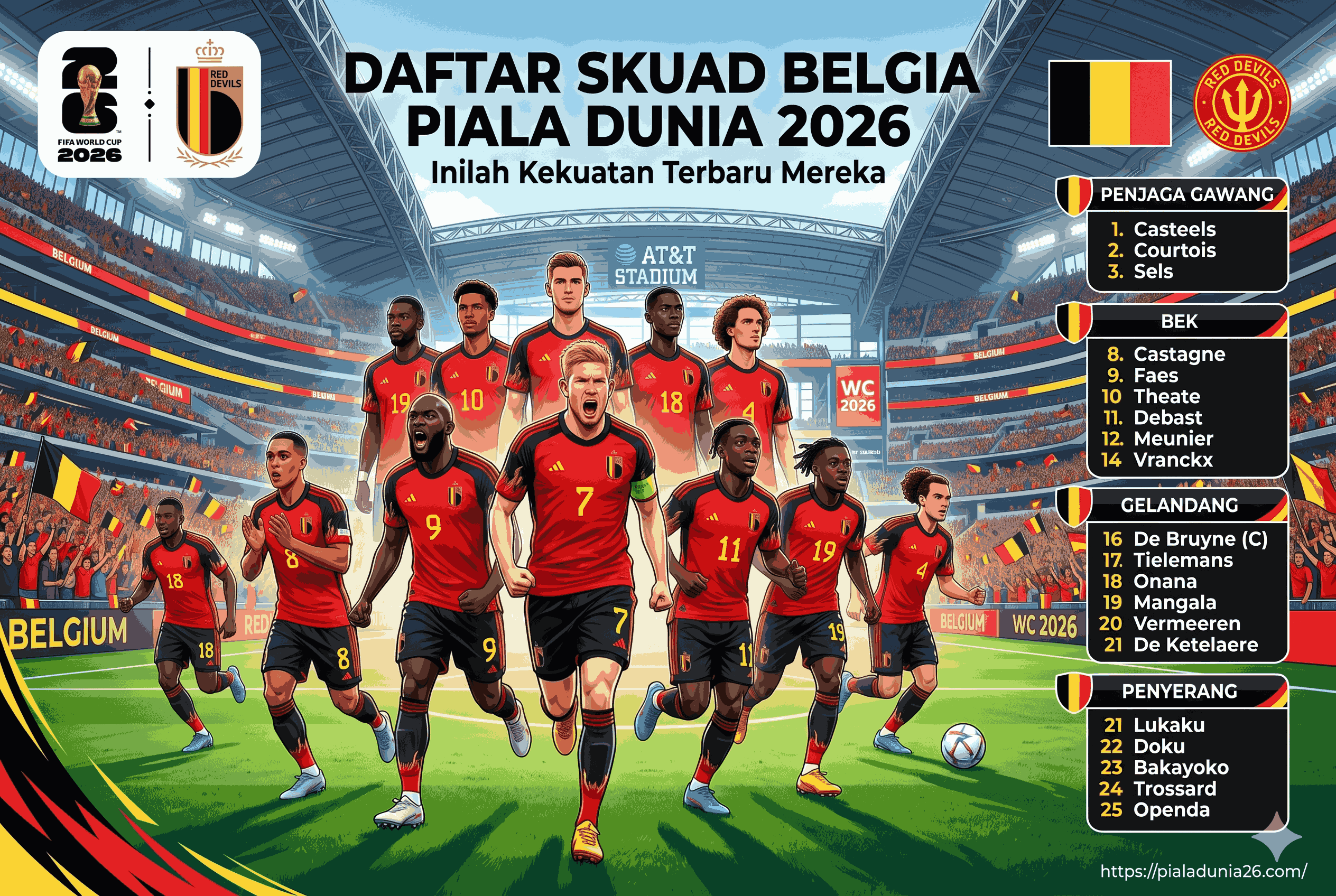 Daftar Skuad Belgia Piala Dunia 2026, Inilah Kekuatan Terbaru Mereka