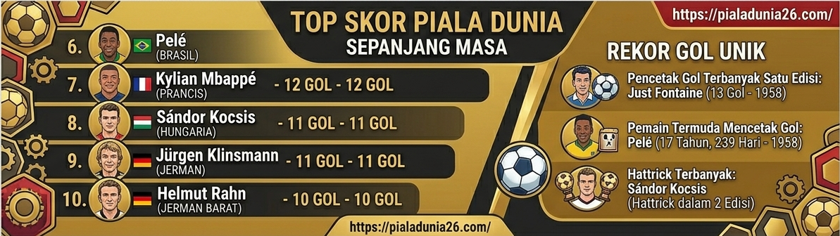 Daftar Top Skor Piala Dunia Sepanjang Masa, Pemain dengan Gol Terbanyak