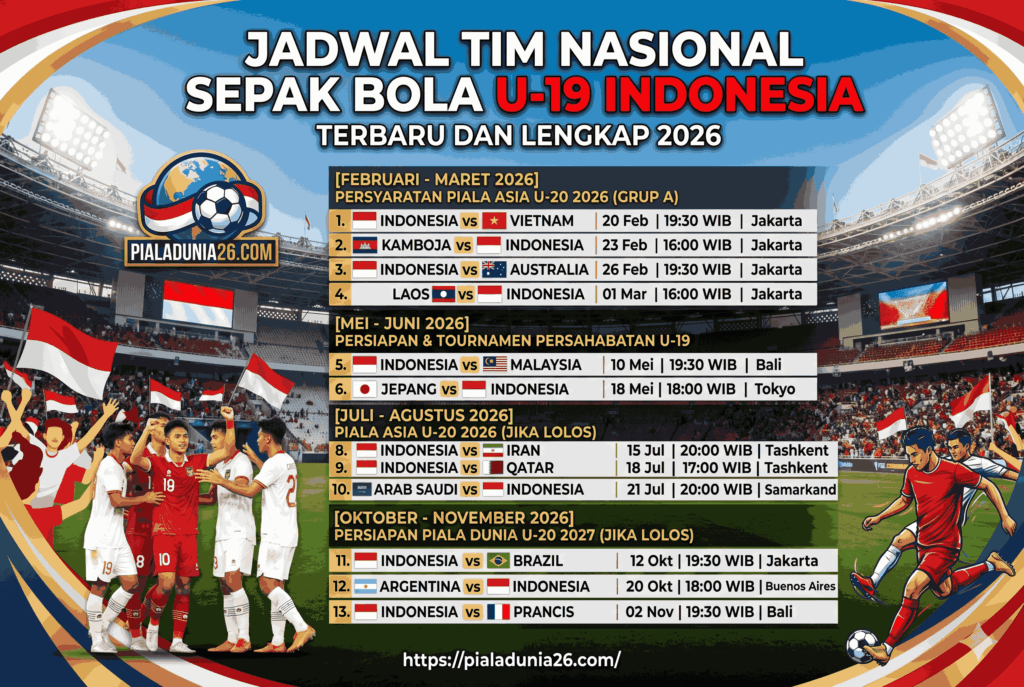 Jadwal Tim Nasional Sepak Bola U 19 Indonesia Terbaru dan Lengkap 2026