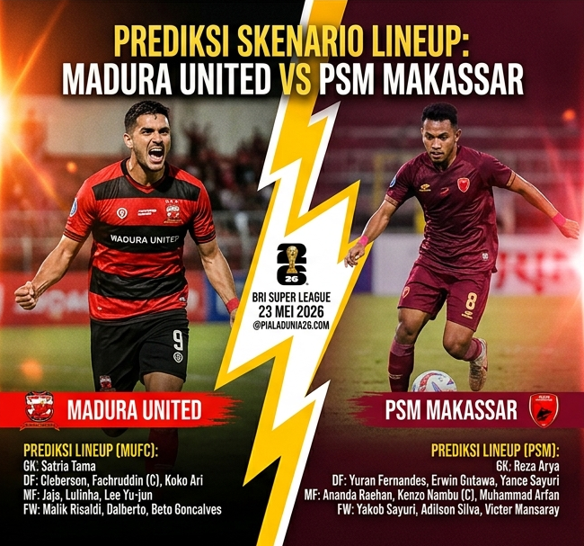 Madura United vs PSM Makassar 23 Mei 2026: Perebutan Poin