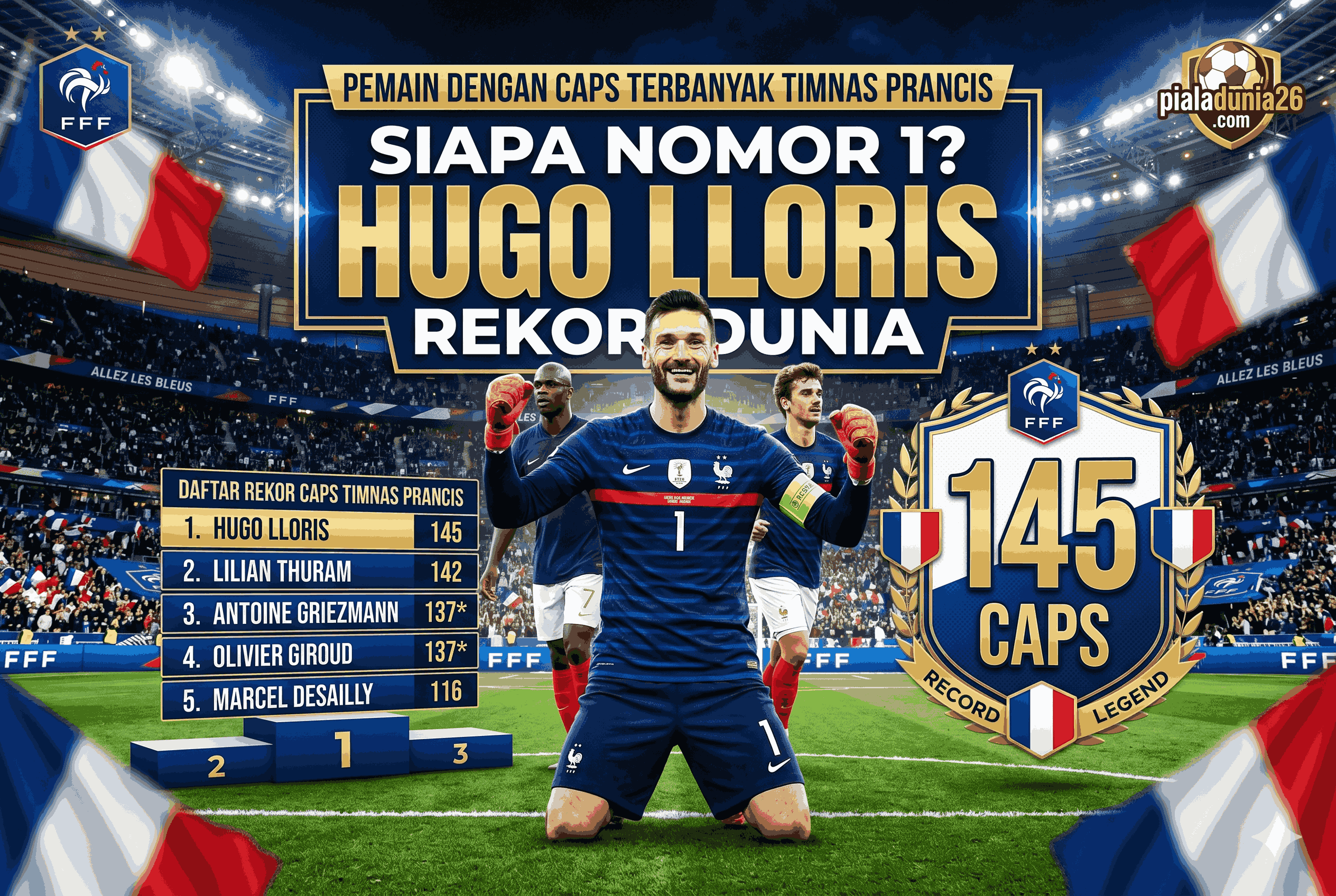 Pemain dengan Caps Terbanyak Timnas Prancis, Siapa Nomor 1?