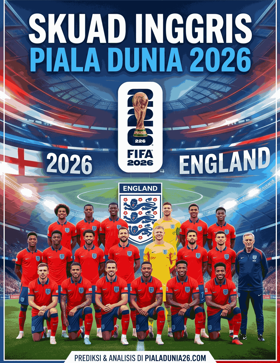 Skuad Inggris Piala Dunia 2026 Lengkap, Prediksi Pemain Inti dan Strategi Terbaru