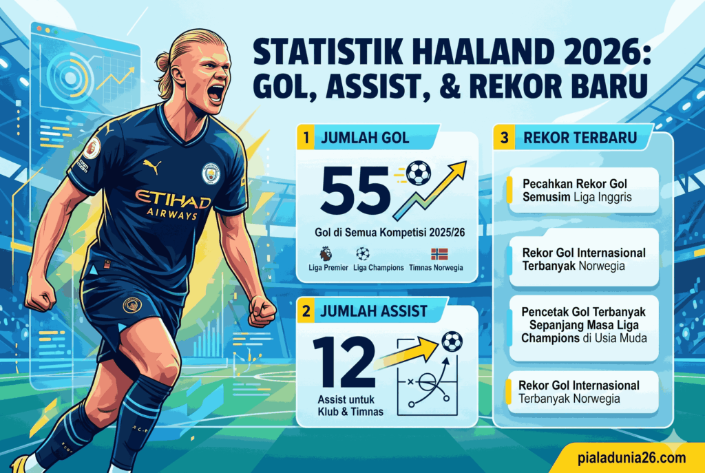 Statistik Haaland 2026: Jumlah Gol, Assist, dan Rekor Terbaru