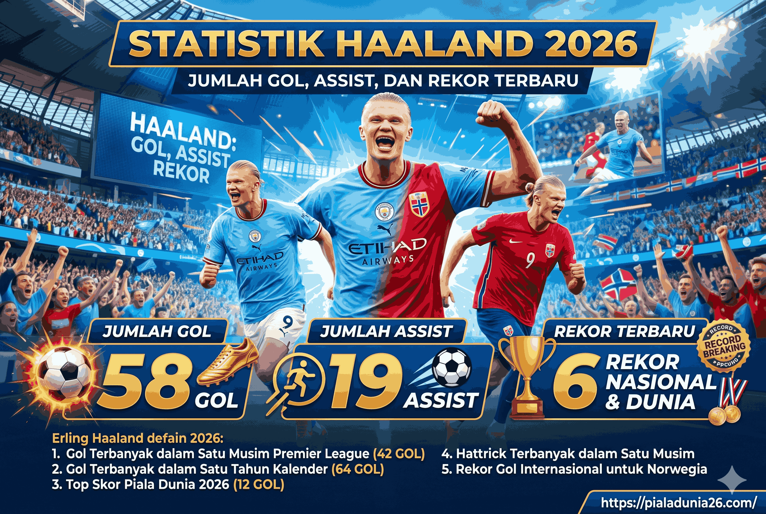 Statistik Haaland 2026: Jumlah Gol, Assist, dan Rekor Terbaru