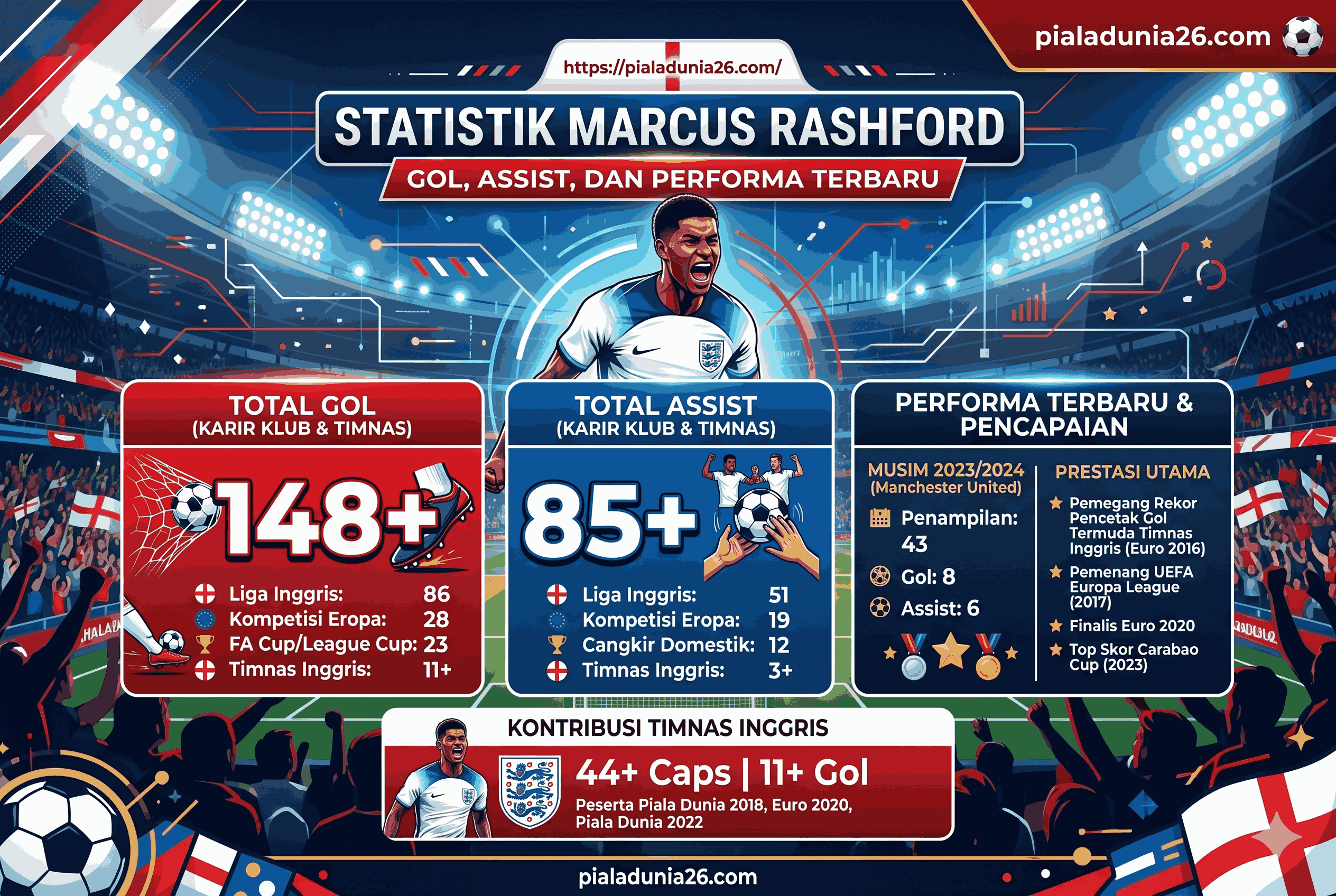 Statistik Marcus Rashford: Gol, Assist, dan Performa Terbaru