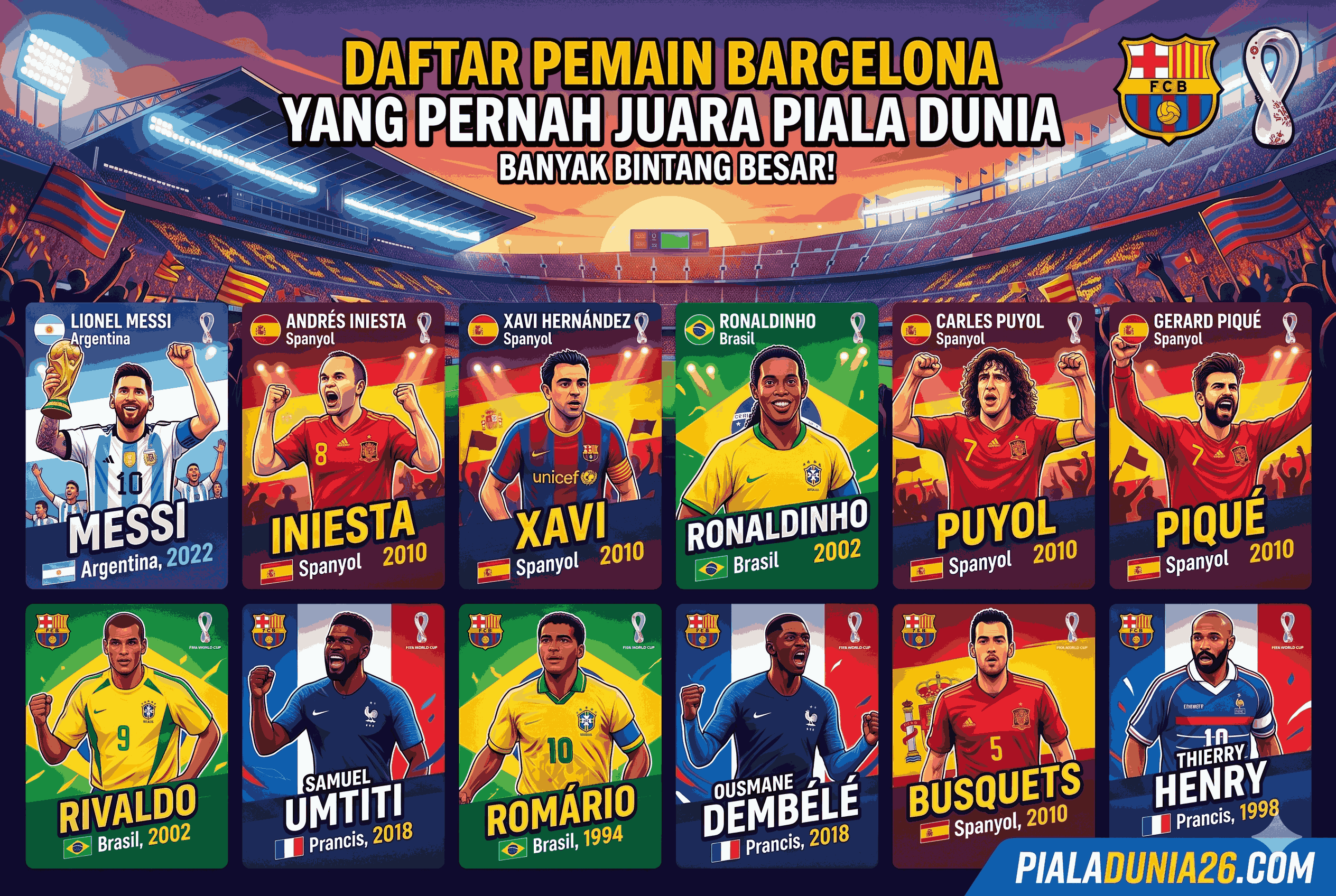 Daftar Pemain Barcelona yang Pernah Juara Piala Dunia, Banyak Bintang Besar!