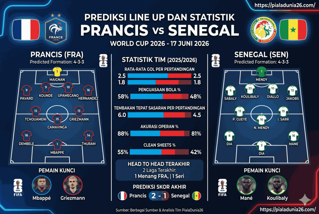 Duel Panas! Prediksi Prancis vs Senegal World Cup 2026