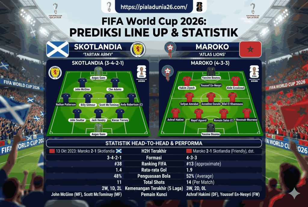 Duel Panas Skotlandia vs Maroko di FIFA World Cup 2026