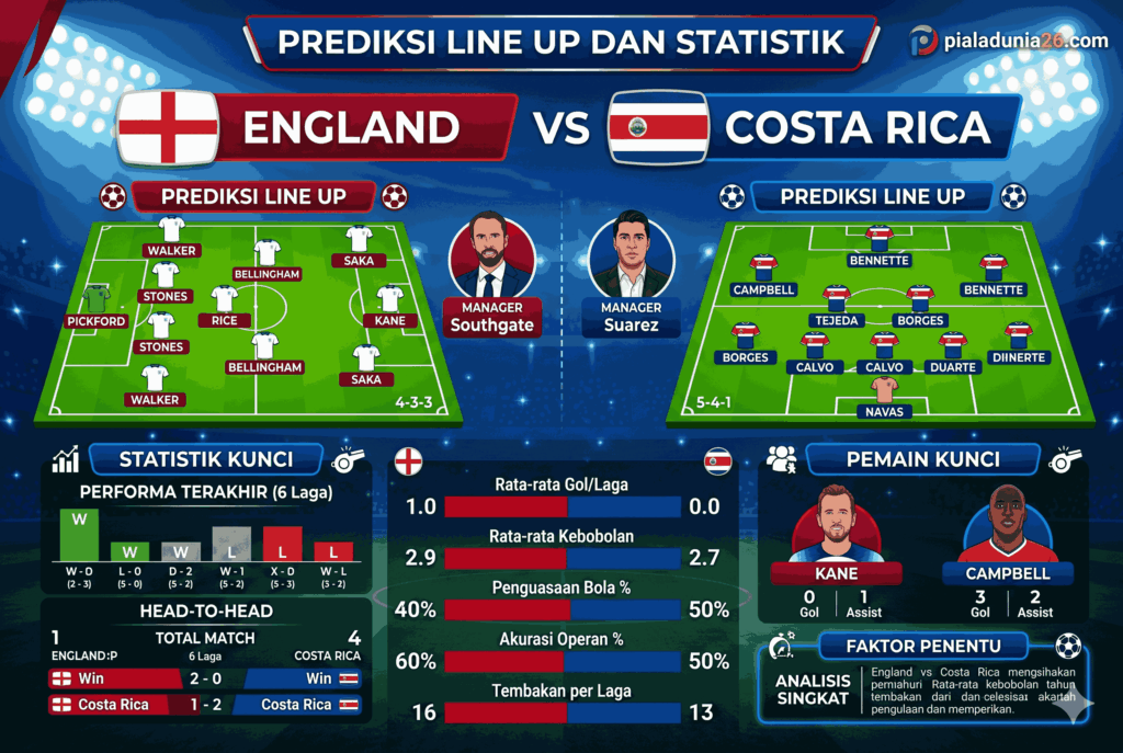 England vs Costa Rica: Duel Panas Laga Persahabatan
