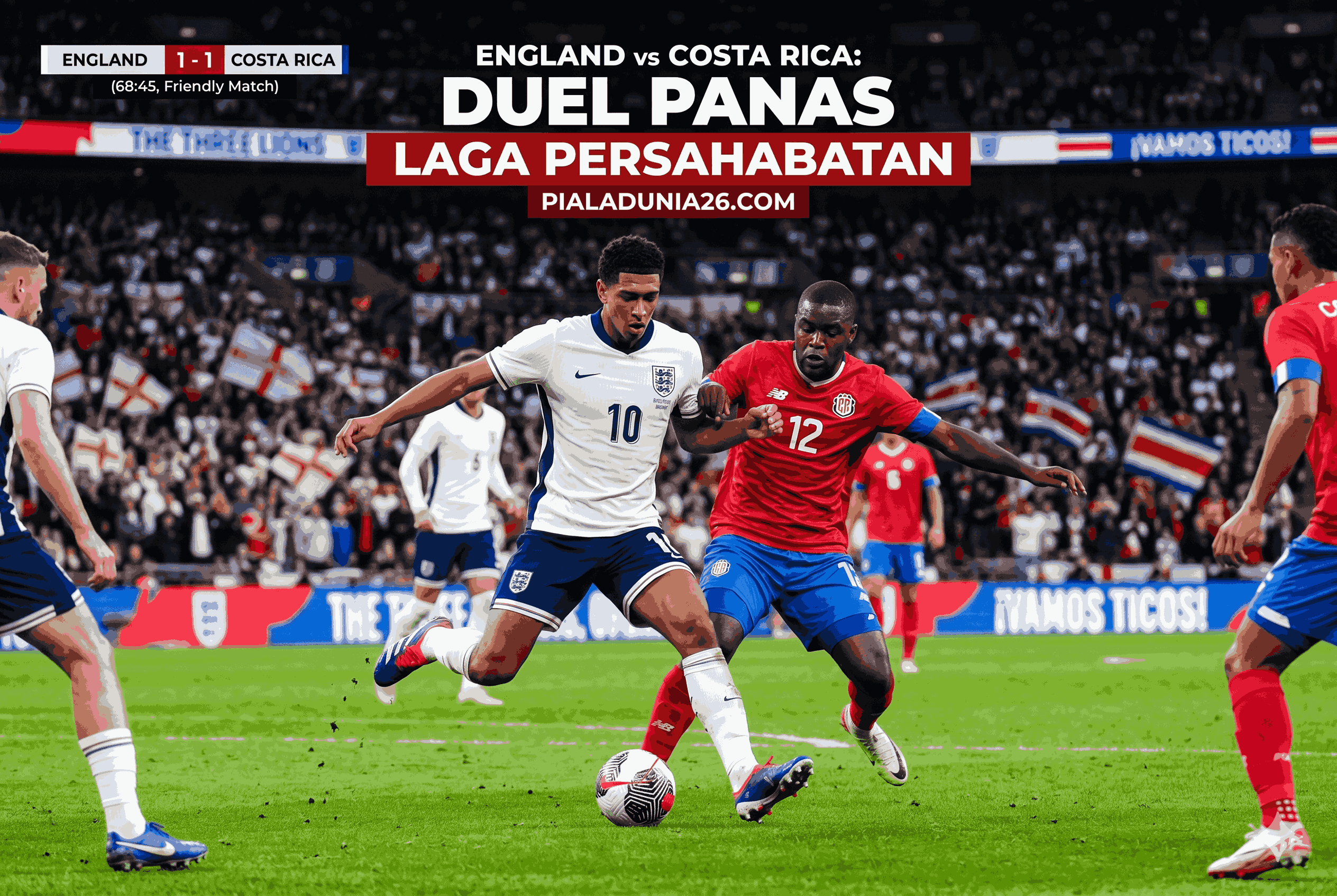 England vs Costa Rica: Duel Panas Laga Persahabatan