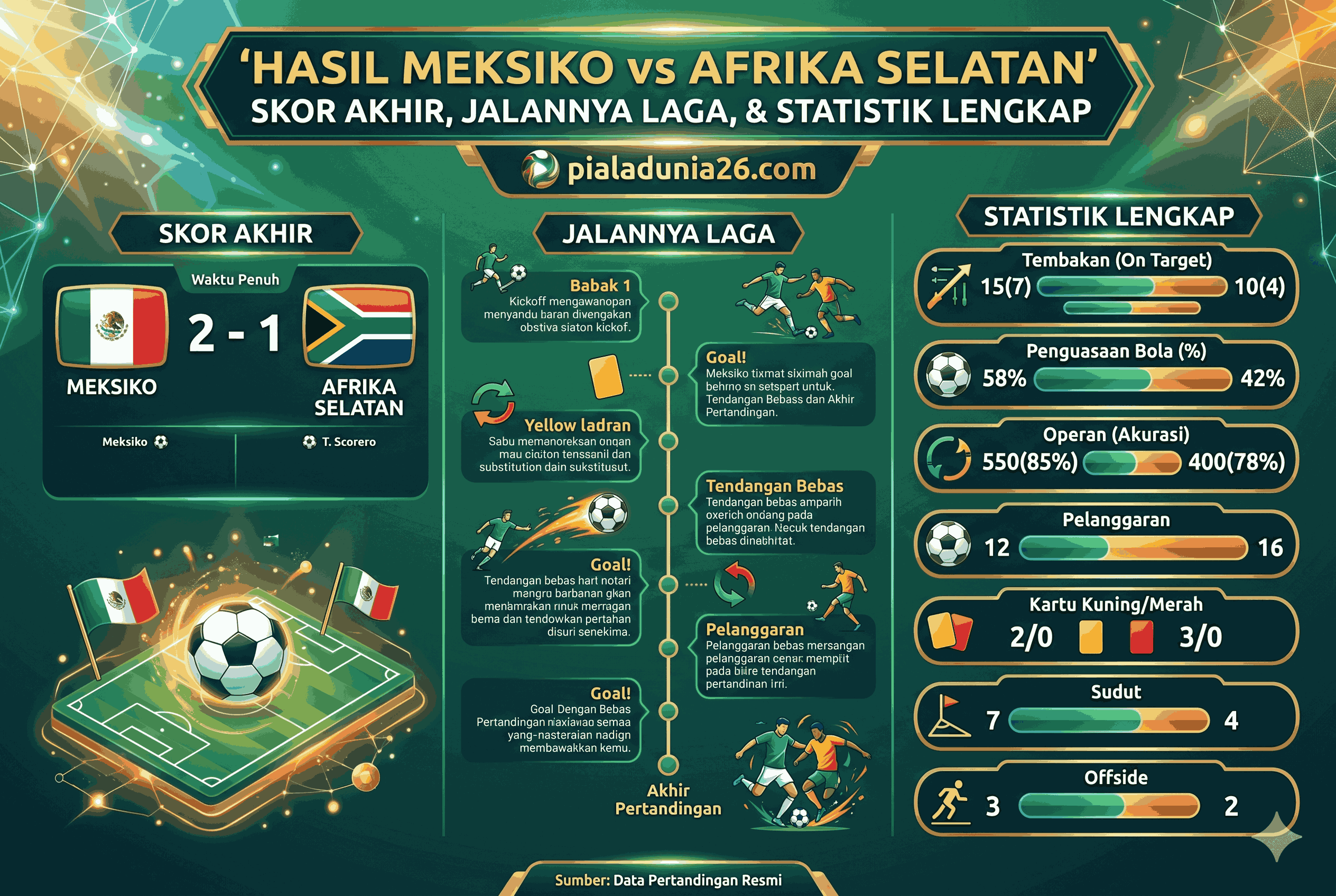 Hasil Meksiko vs Afrika Selatan: Skor Akhir, Jalannya Laga, dan Statistik Lengkap