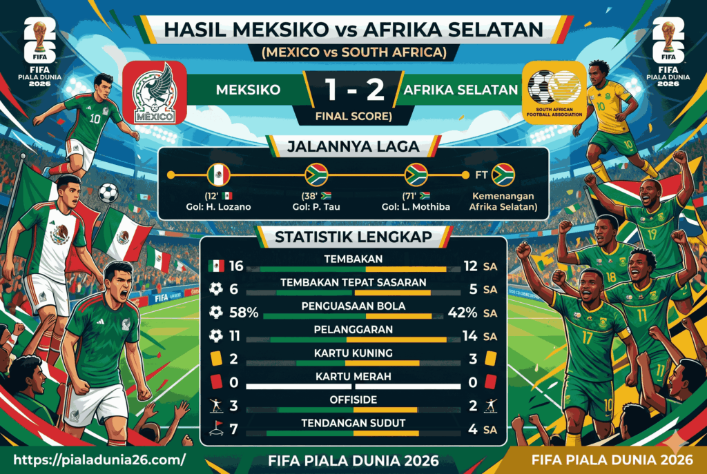Hasil Meksiko vs Afrika Selatan: Skor Akhir, Jalannya Laga, dan Statistik Lengkap