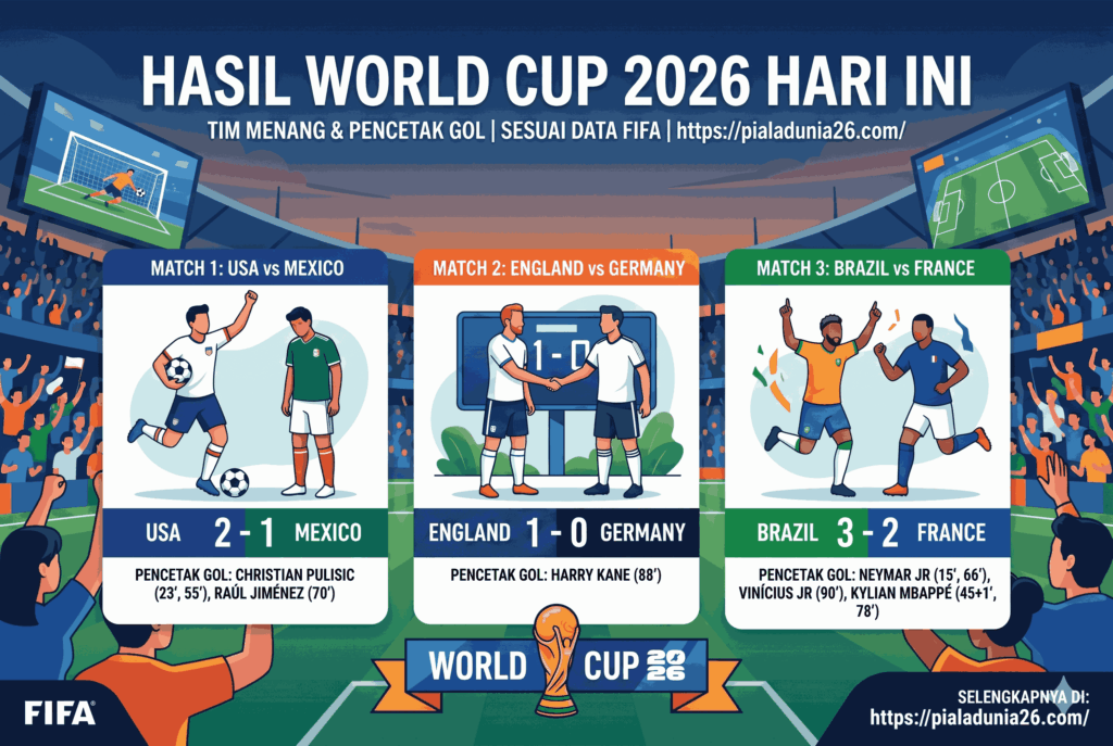 Hasil World Cup 2026 Hari Ini, Tim Menang dan Pencetak Gol