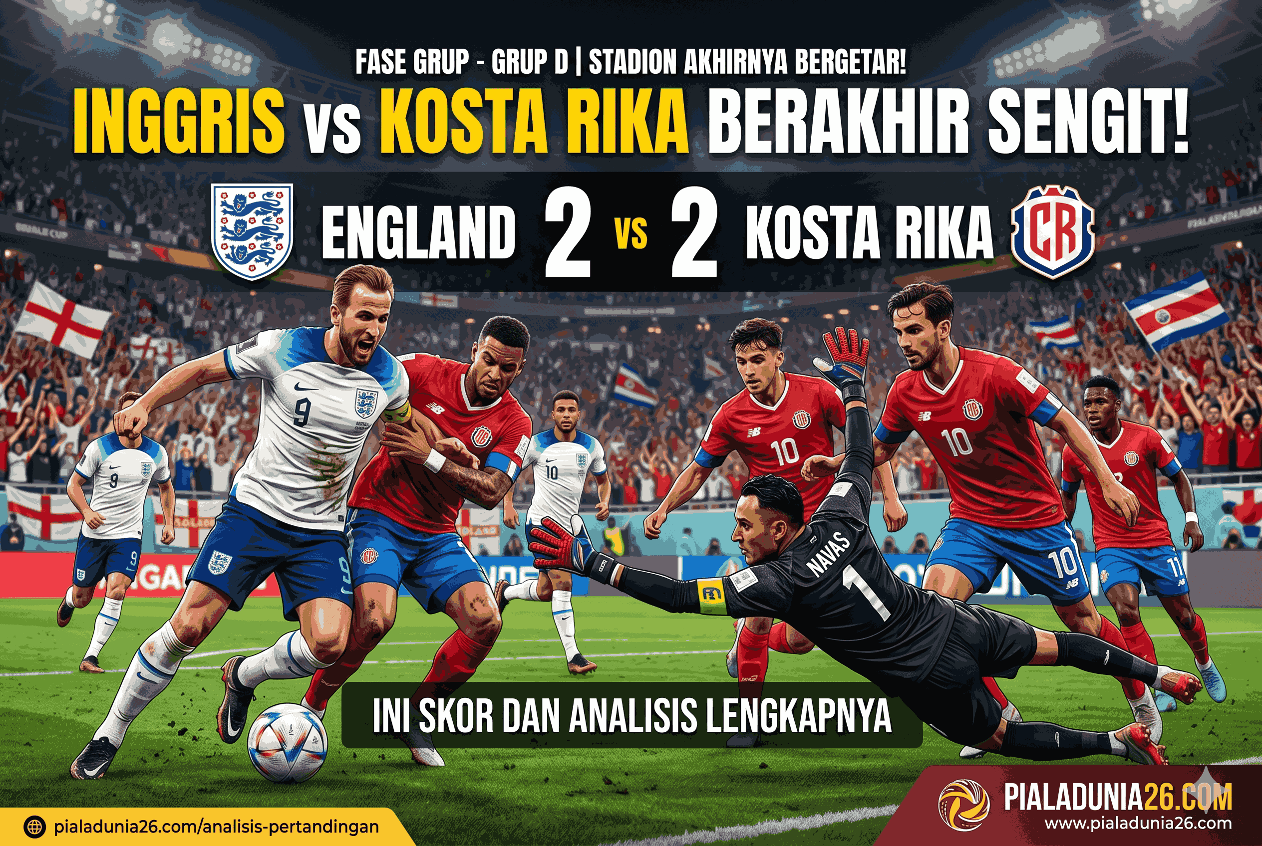 Inggris vs Kosta Rika Berakhir Sengit! Ini Skor dan Analisis Lengkapnya