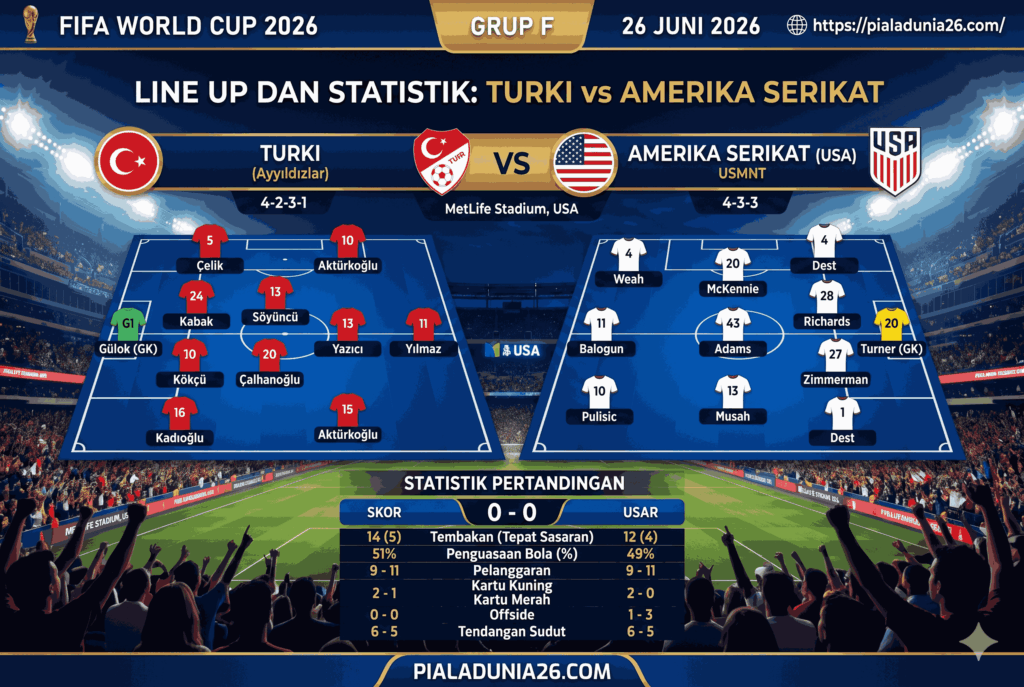 Jadwal Turki vs Amerika Serikat FIFA 2026 dan Prediksi Skor