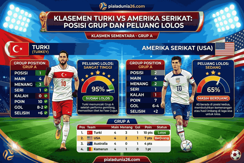 Klasemen Turki VS Amerika Serikat: Posisi Grup dan Peluang Lolos