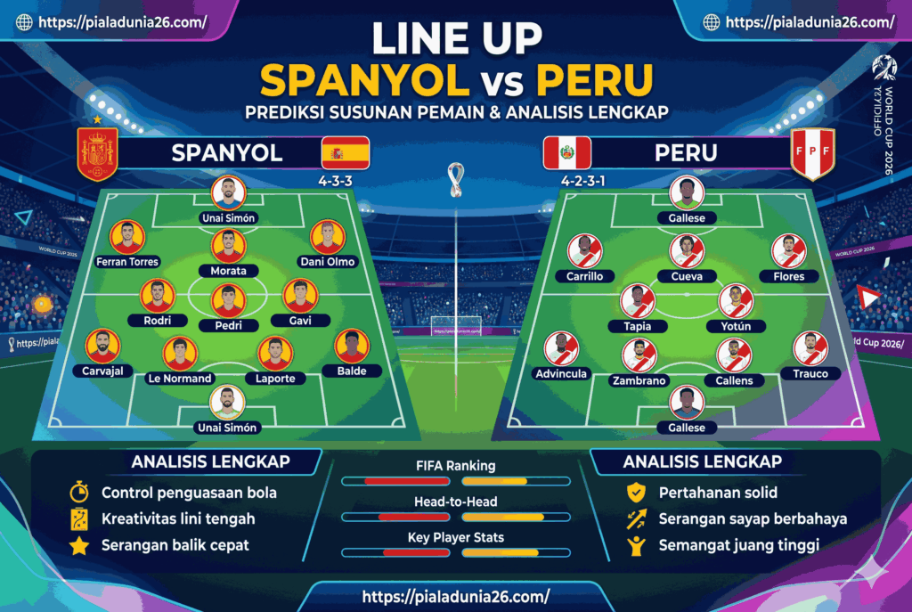 Line Up Spanyol vs Peru: Prediksi Susunan Pemain dan Analisis Lengkap