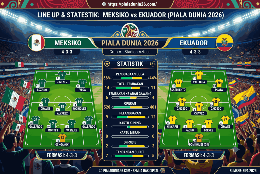 Meksiko vs Ekuador 2026, Prediksi Skor dan Susunan Pemain