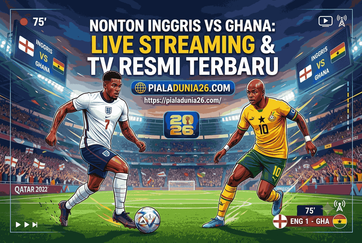 Nonton Inggris vs Ghana: Live Streaming & TV Resmi Terbaru
