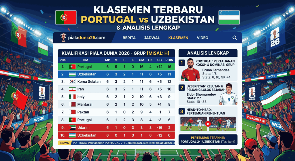 Portugal vs Uzbekistan: Klasemen Terbaru dan Analisis Lengkap