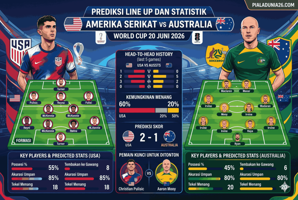 Prediksi Amerika Serikat vs Australia World Cup 20 Juni 2026 Panas