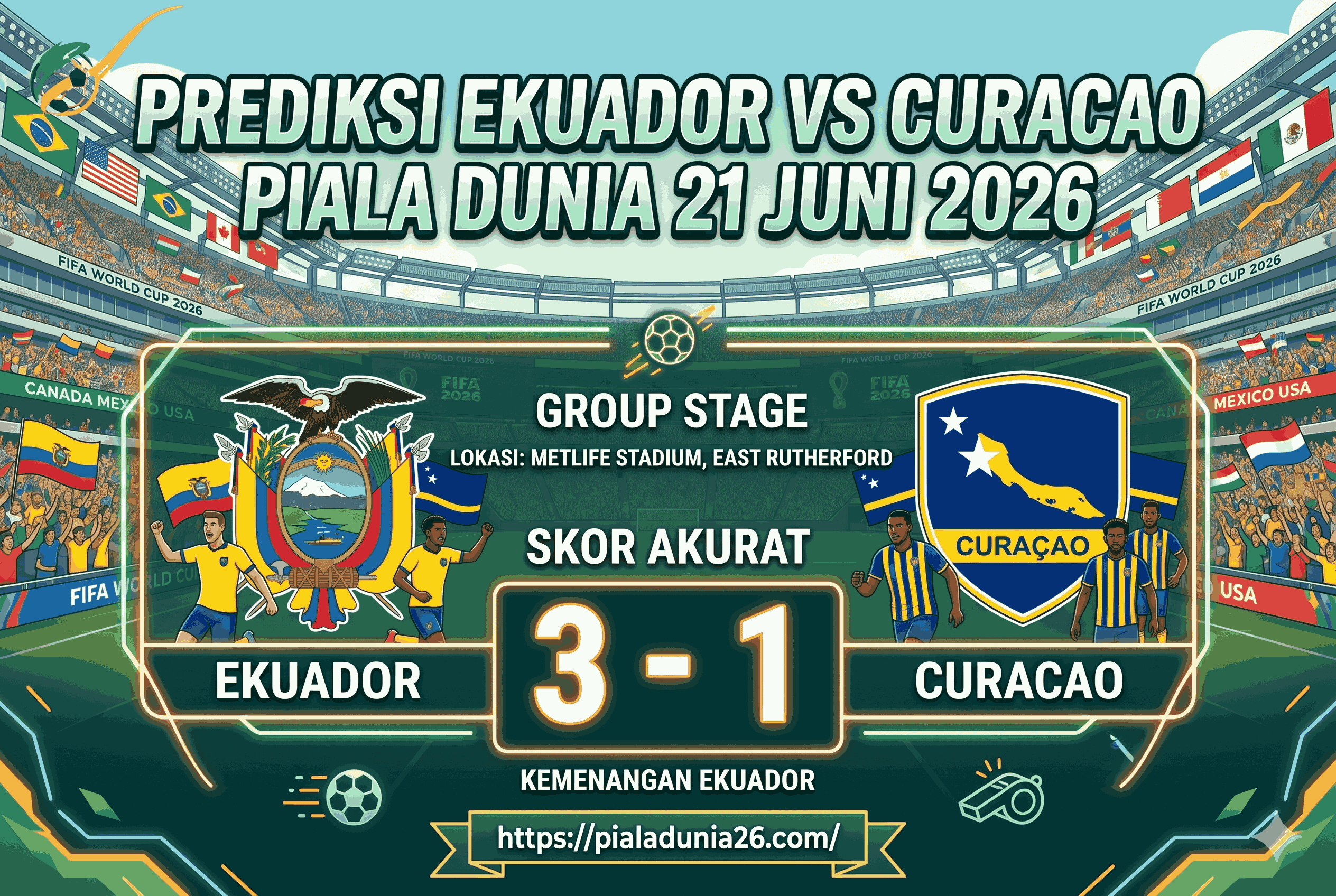Prediksi Ekuador vs Curacao Piala Dunia 21 Juni 2026 Skor Akurat