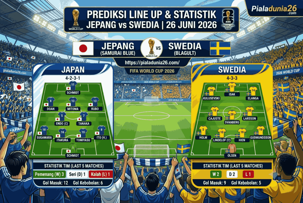 Prediksi Jepang vs Swedia: Laga Ketat Piala Dunia 26 Juni 2026