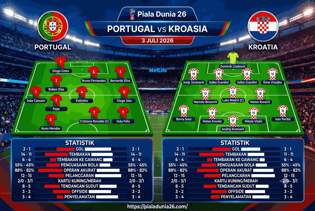 Prediksi Portugal vs Kroasia 3 Juli 2026, Siapa Lebih Unggul?