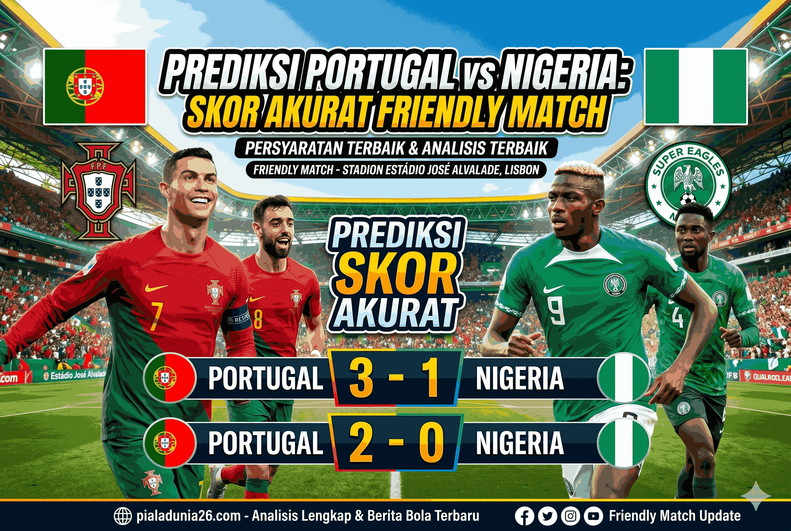 Prediksi Portugal vs Nigeria: Skor Akurat Friendly Match
