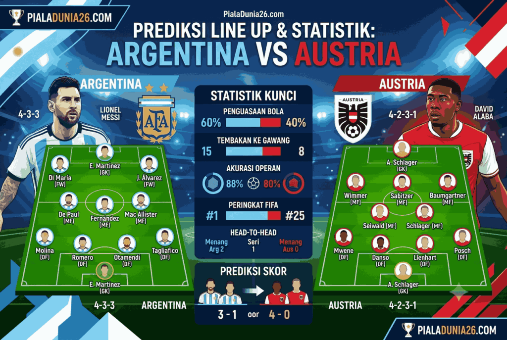 Prediksi Skor Argentina vs Austria, Duel Seru Fase Grup 2026