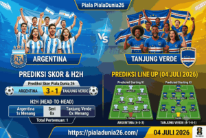 Prediksi Skor Argentina vs Tanjung Verde, H2H dan Line Up 2026