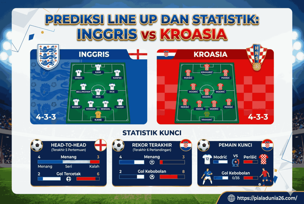 Prediksi Skor Inggris vs Kroasia, Laga Sengit Piala Dunia