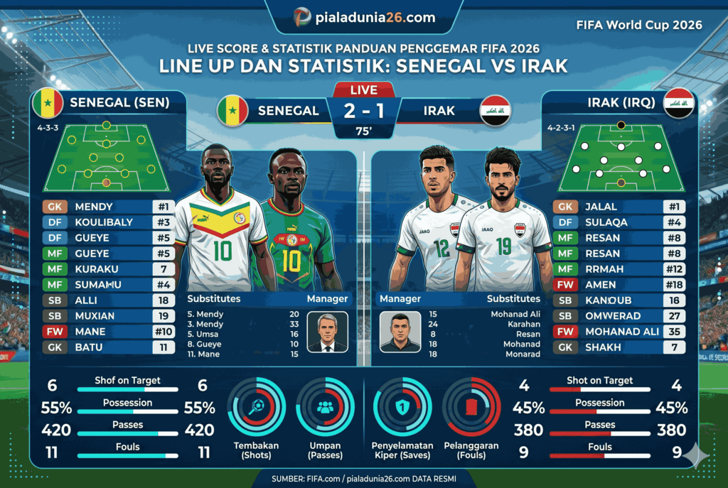 Senegal VS Irak FIFA 2026: Peluang Menang dan Susunan Pemain