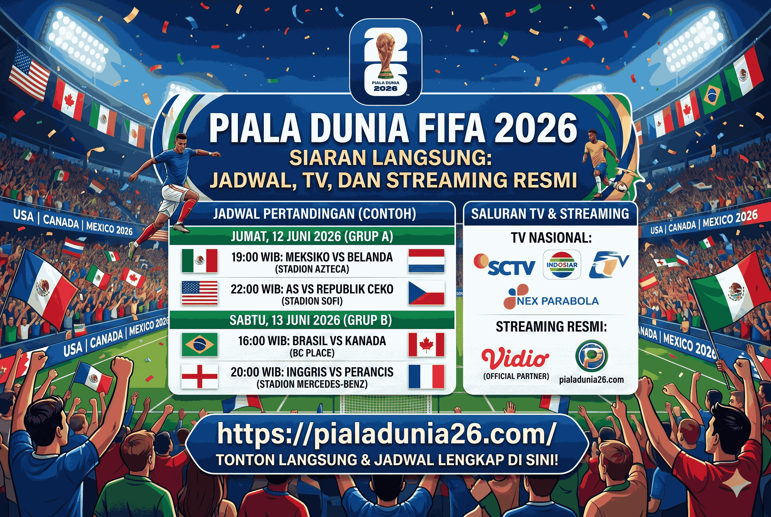 Siaran Langsung Piala Dunia 2026: Jadwal, TV, dan Link Streaming Resmi