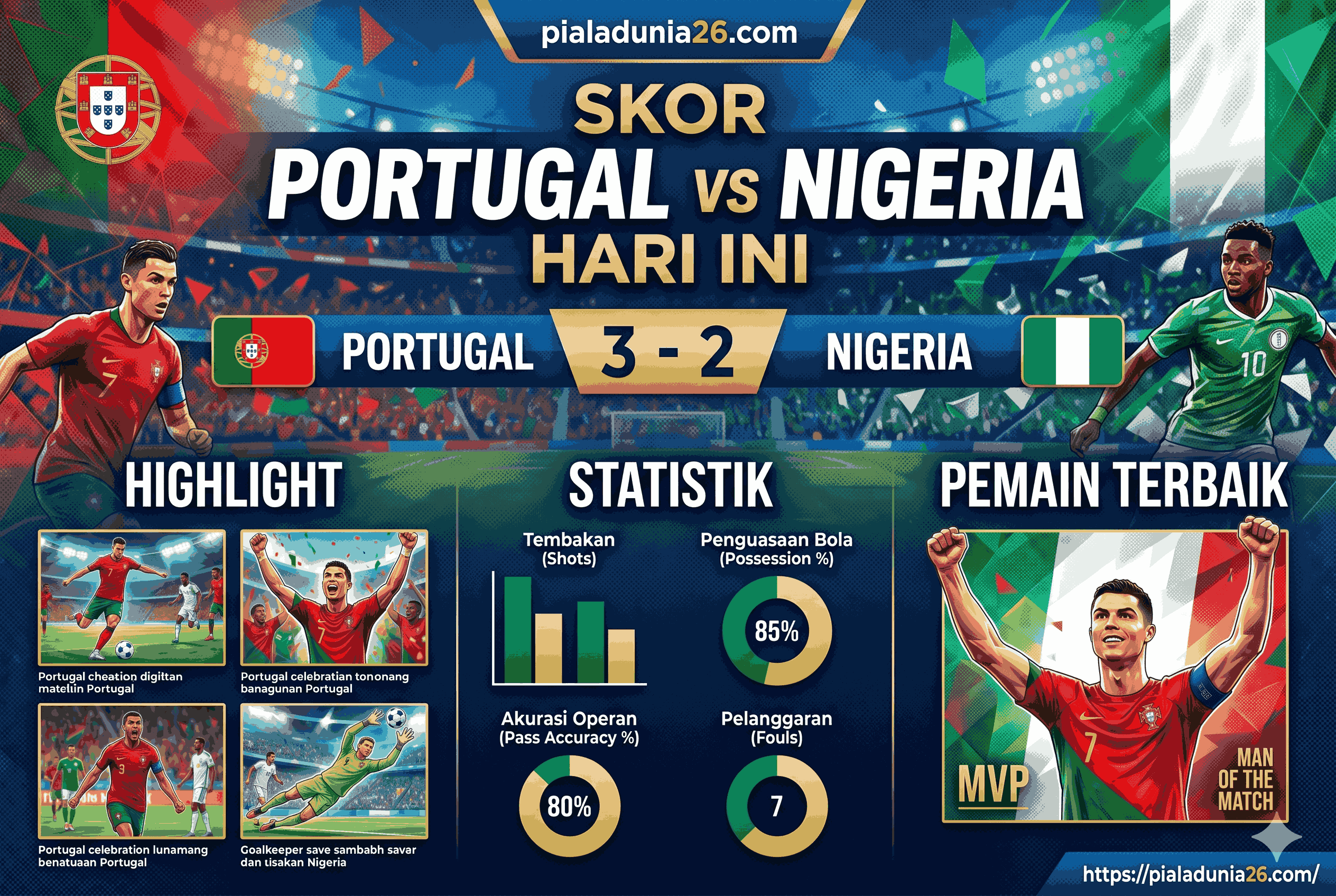 Skor Portugal vs Nigeria Hari Ini: Highlight, Statistik, dan Pemain Terbaik