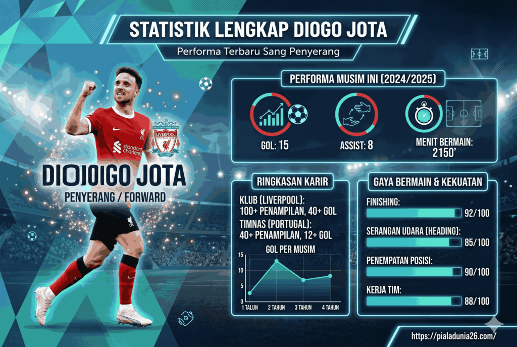 Statistik Diogo Jota Lengkap, Performa Terbaru Sang Penyerang