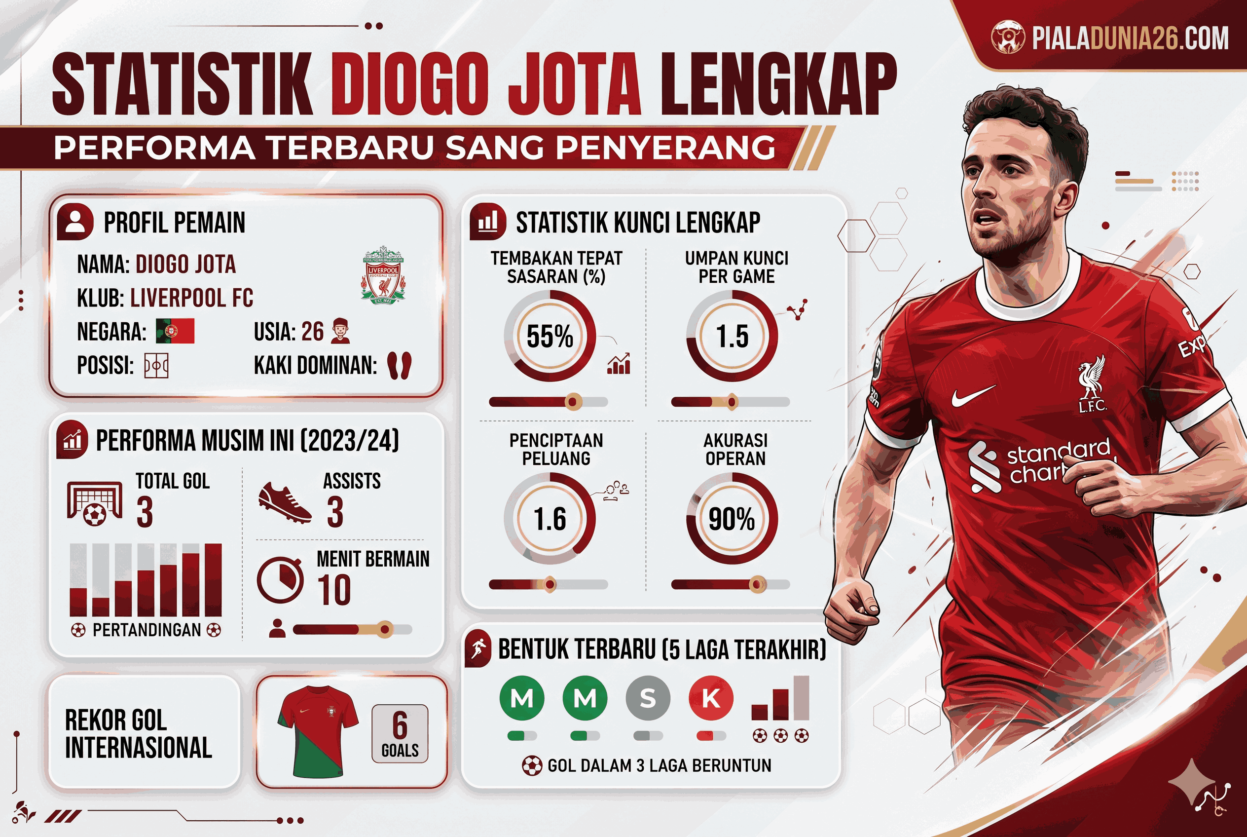 Statistik Diogo Jota Lengkap, Performa Terbaru Sang Penyerang