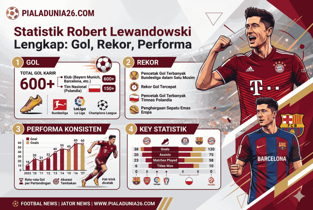 Statistik Robert Lewandowski Lengkap: Gol, Rekor, Performa