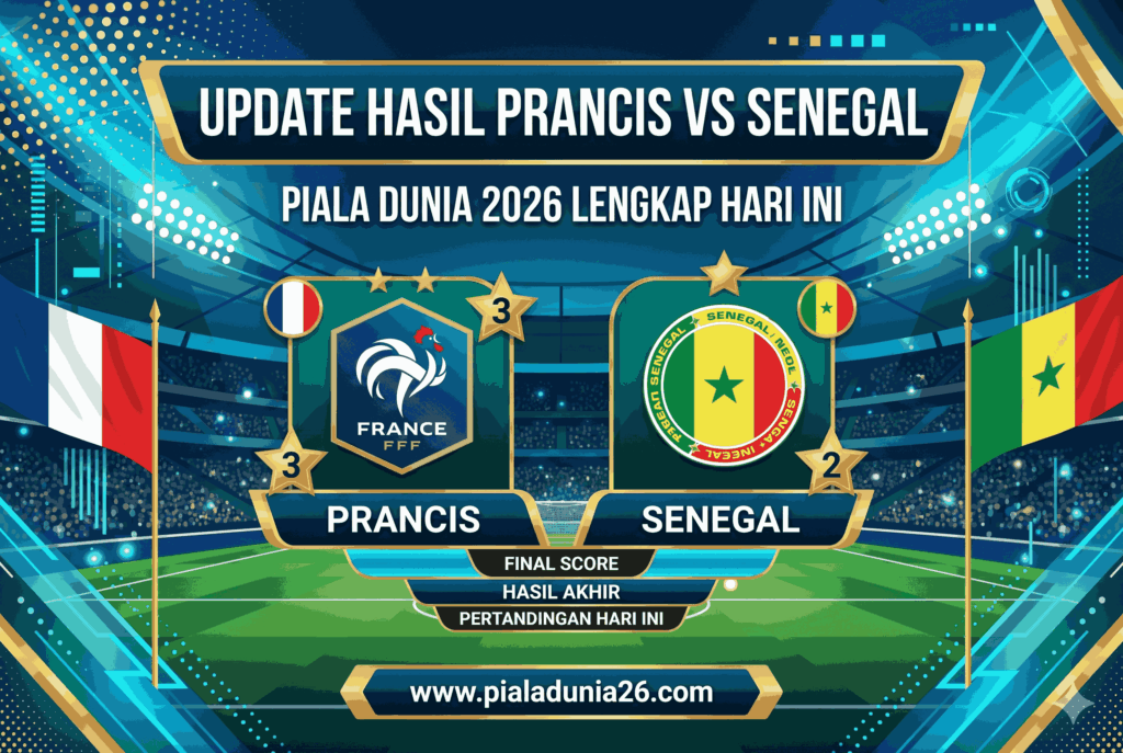 UPDATE Hasil Prancis vs Senegal Piala Dunia 2026 Lengkap Hari Ini