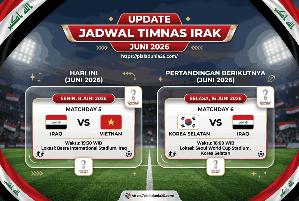UPDATE Jadwal Timnas Irak Hari Ini dan Pertandingan Berikutnya