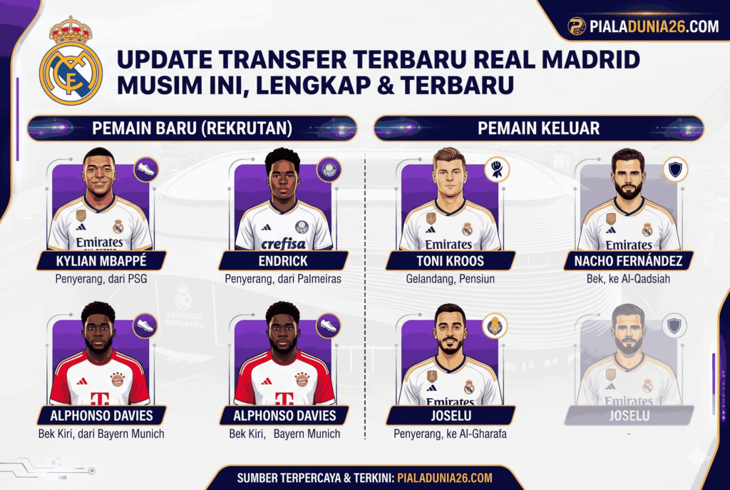 Update Transfer Terbaru Real Madrid Musim Ini, Lengkap & Terbaru