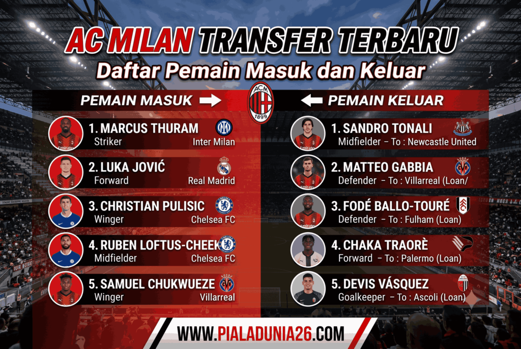 AC Milan Transfer Terbaru: Daftar Pemain Masuk dan Keluar