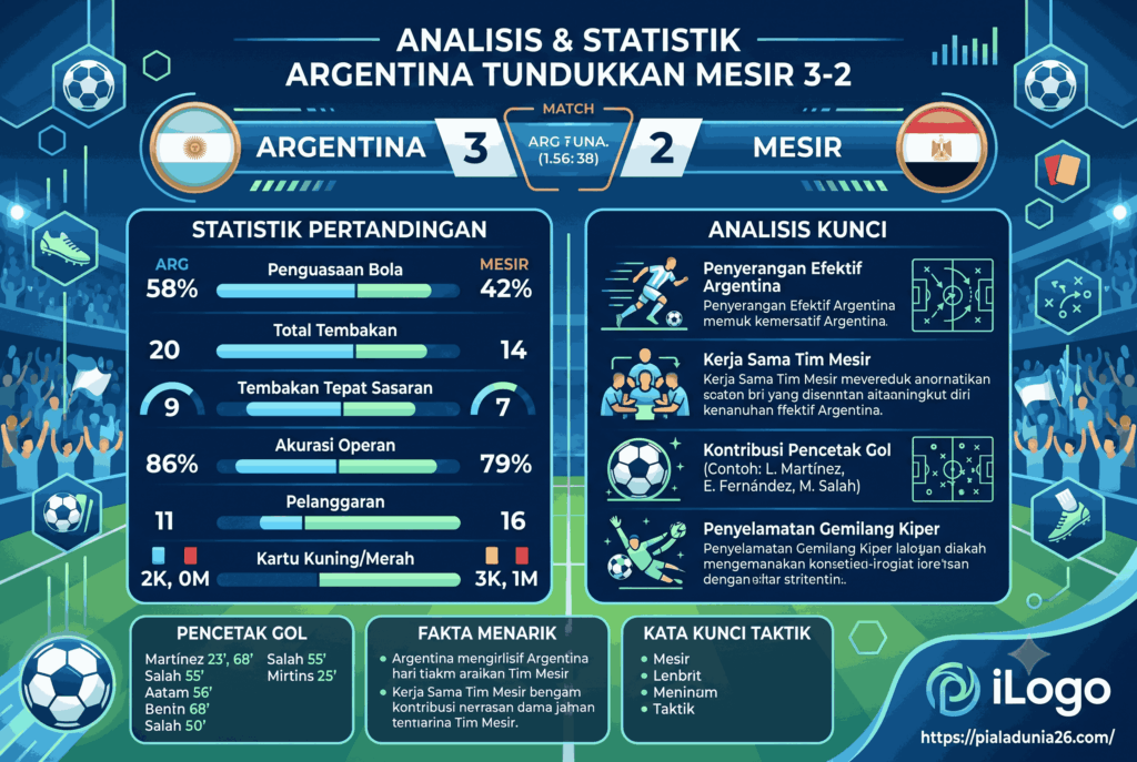 Argentina Tundukkan Mesir 3-2, Duel Sengit Warnai Piala Dunia 2026